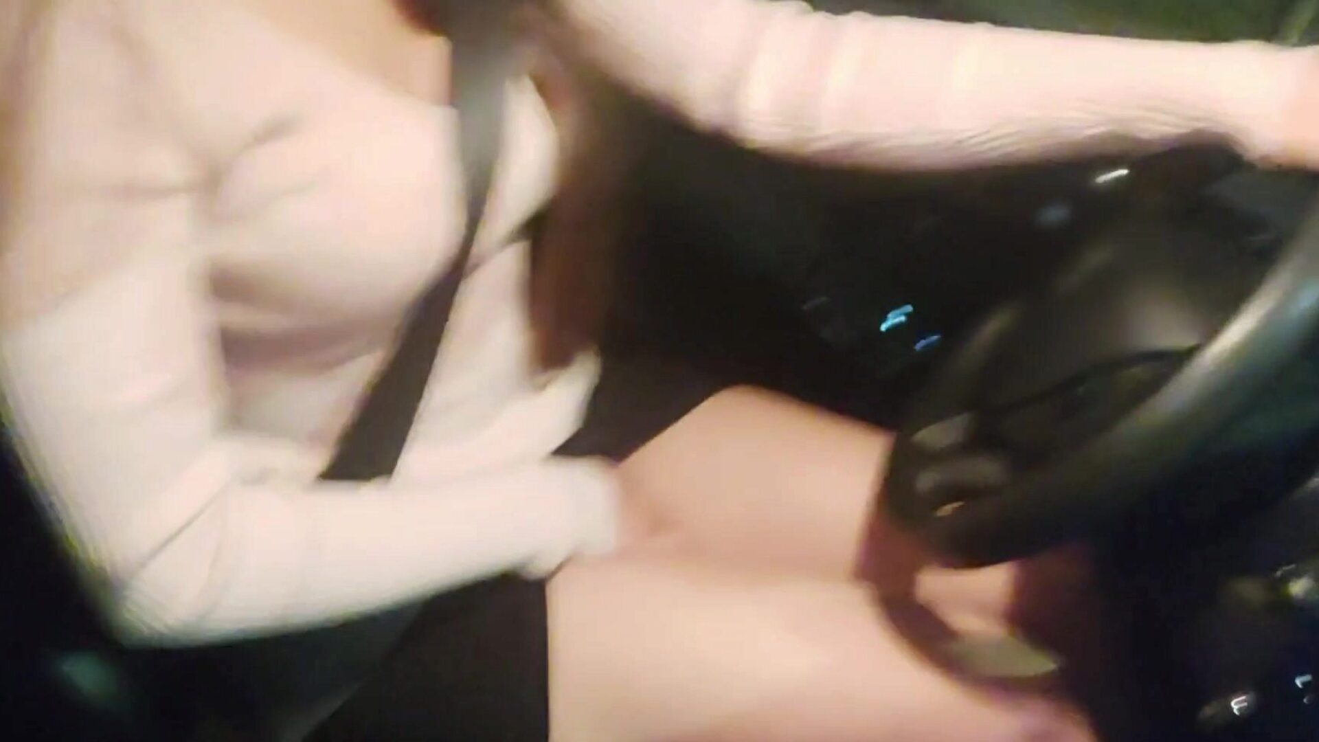 She Masturbates in the Car after Work and is Interrupted by a Voyeur who Cums on her