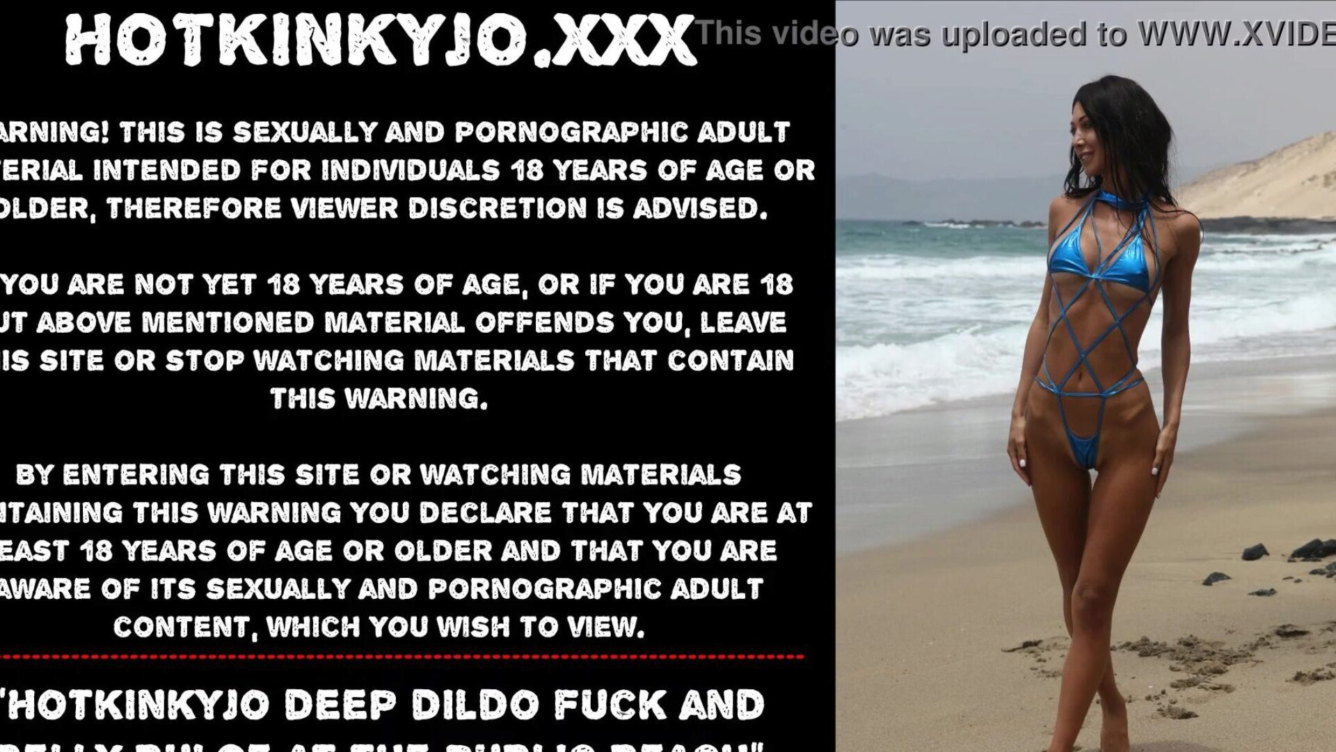 hotkinkyjo vibrador profundo plomada y abdomen hinchazón en la playa pública
