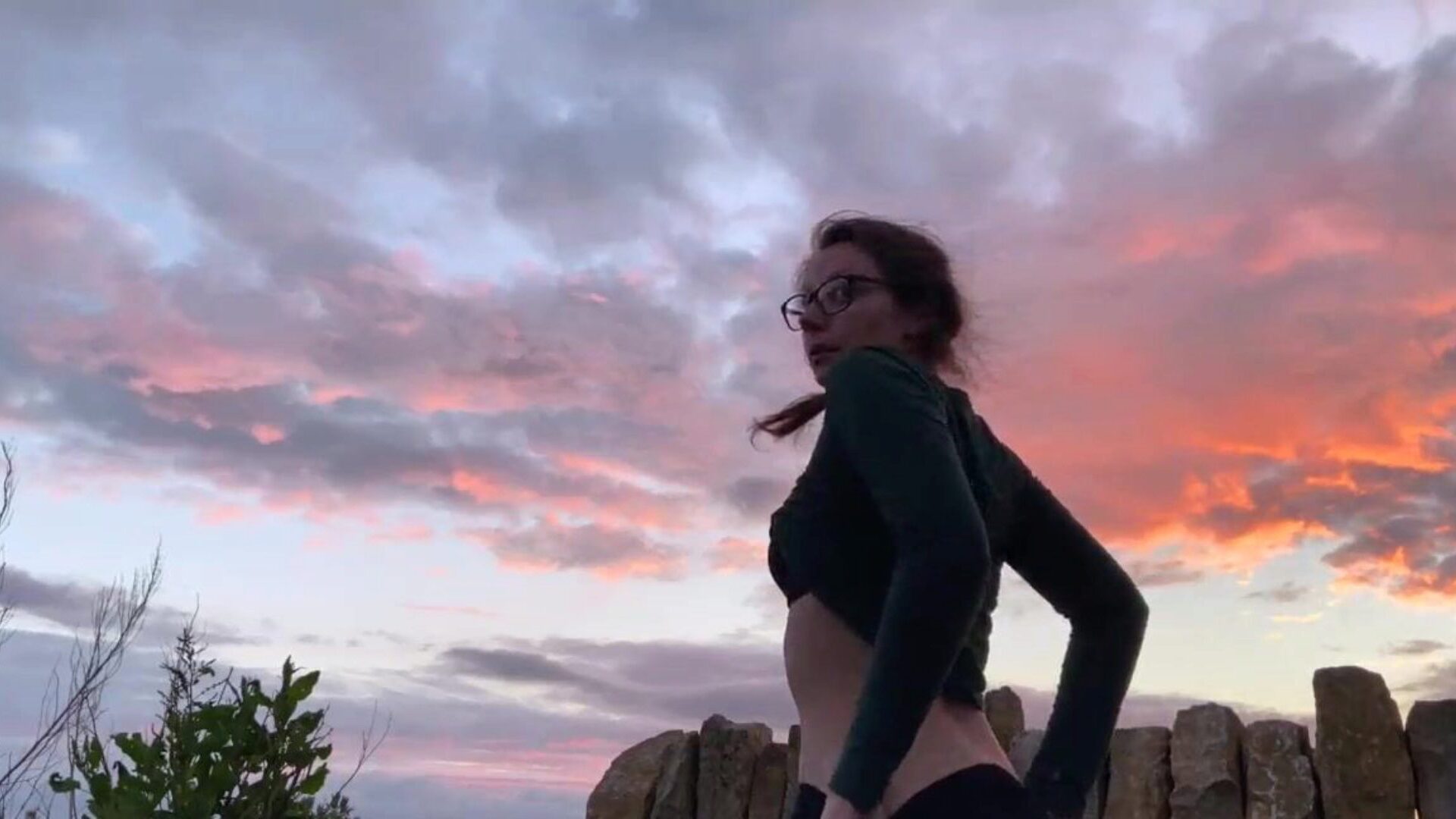 ultra-cute legal age teenager pumped while the sun sets in a public park - Hannah Goode