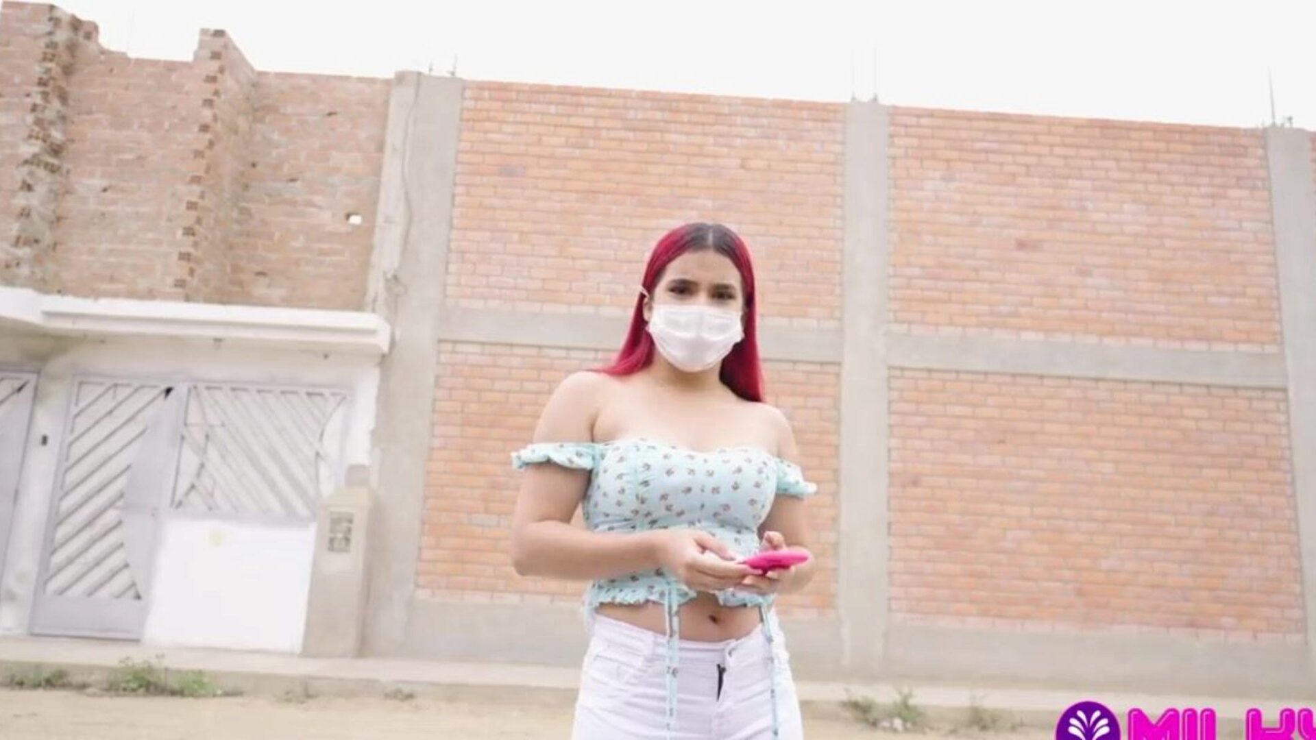 Redhead Rosario with a pile of boob milk is caught in the street by Uncle Milky