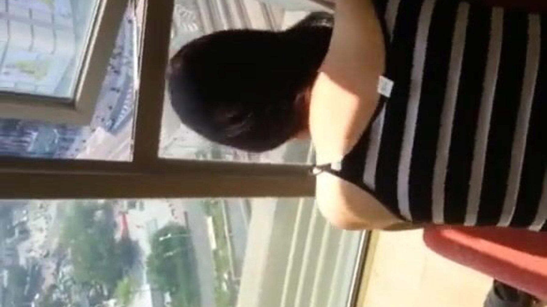 Chinese college whooty doggystyled at open window