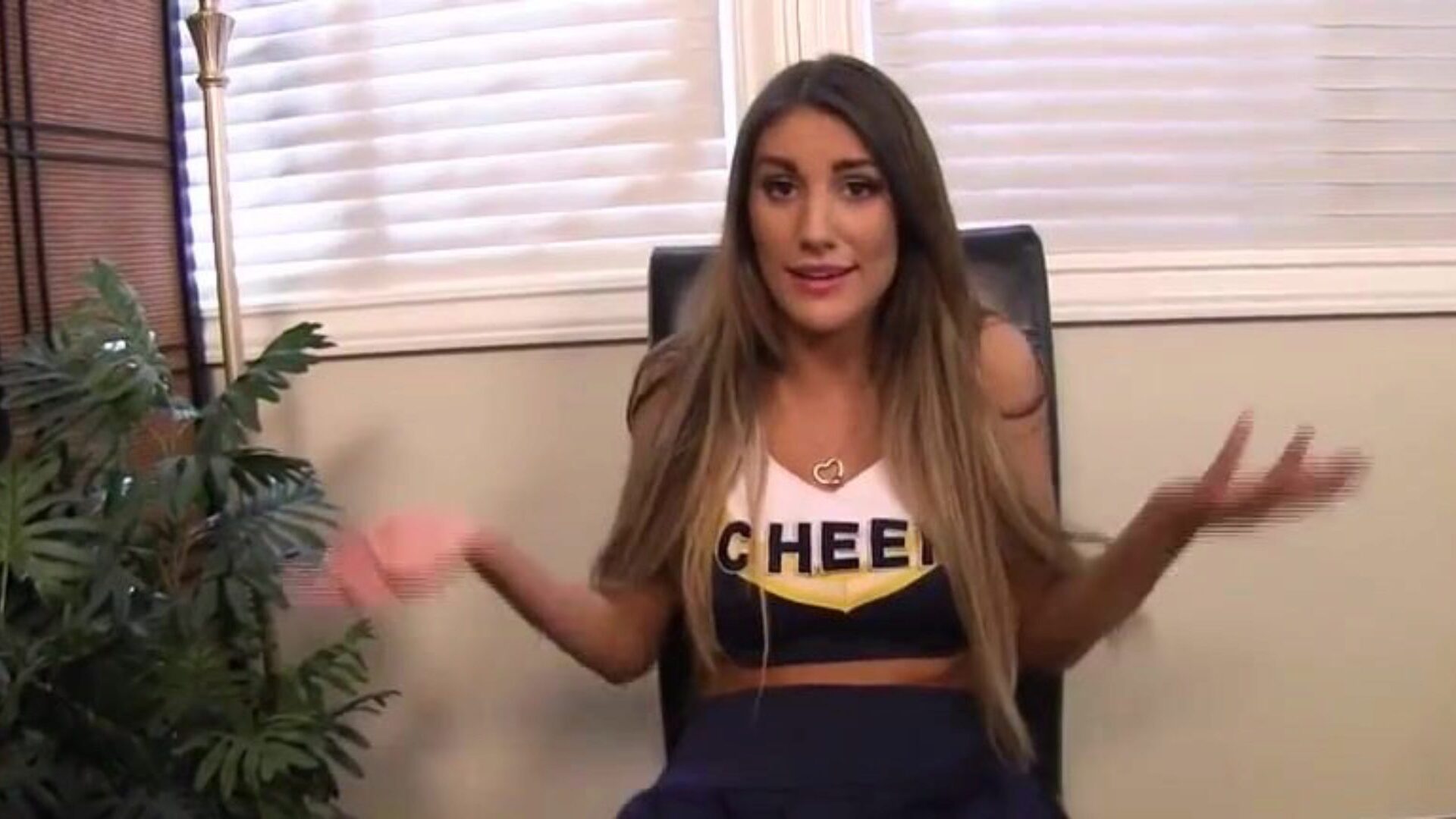 Hot Cheerleader With Biggest Mambos Does HAWT JOI To Stay On The Team - August Ames