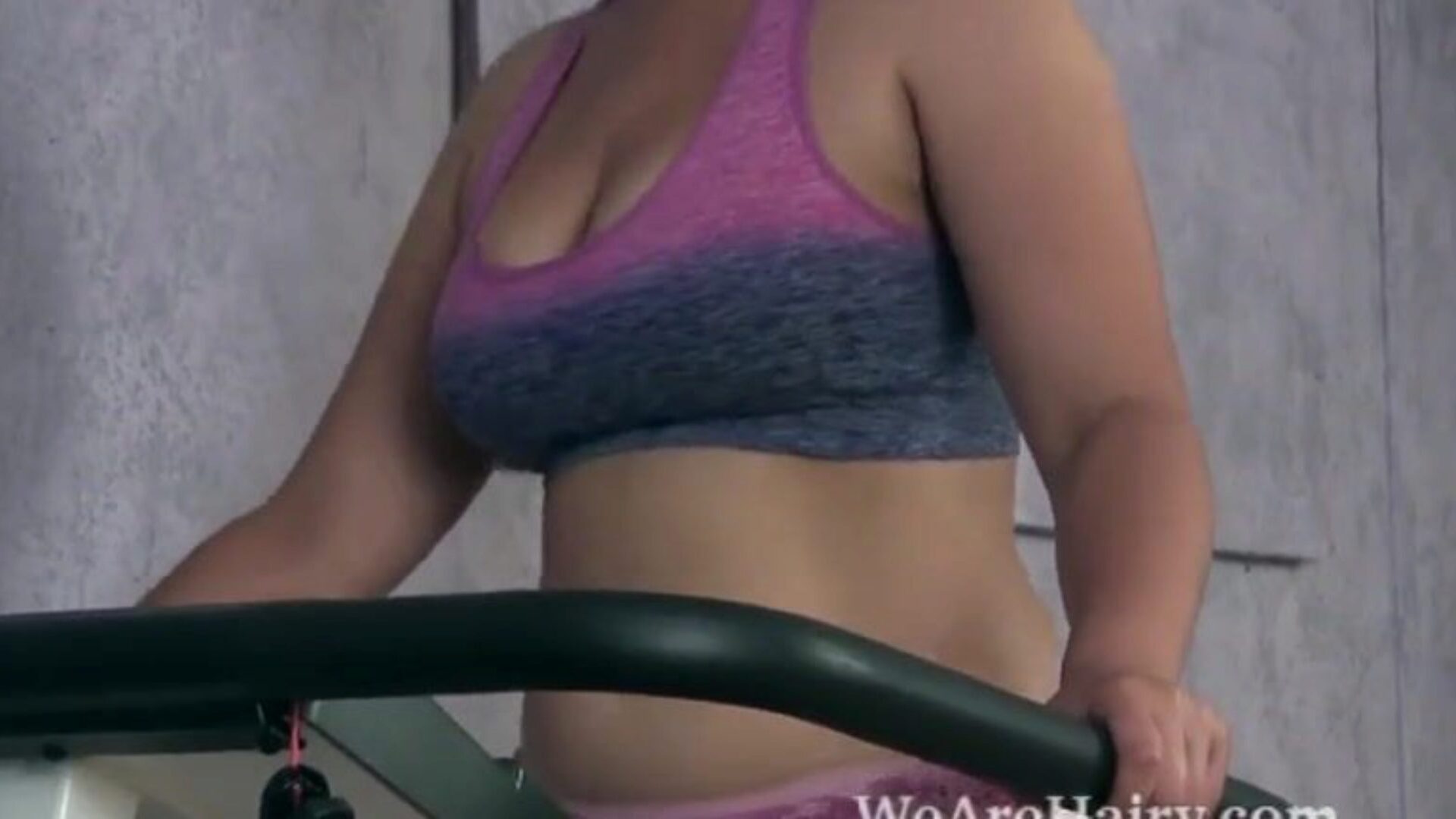 Francesca Z does a hot and stripped exercise Francesca Z is exercising in her purple shorts and purple top. On the treadmill that chick disrobes in nature's outfit and lets her 34D's fly and her curly cum-hole get air. That Babe drains her body and flashes off her sexy bod