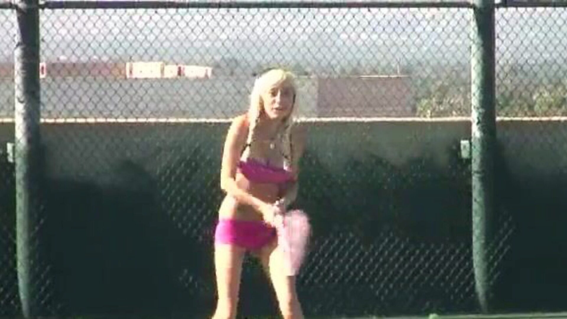 busty blond Morgan Layne getting her vagina frigged and drilled after her tennis