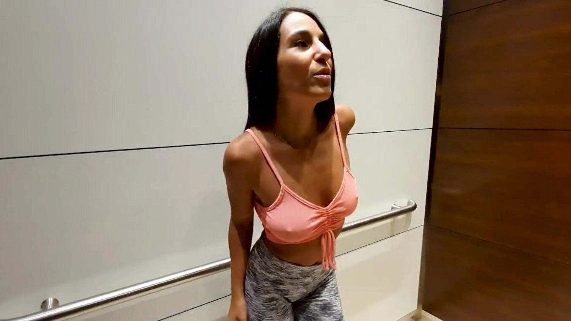 Hot in Hotel's elevator and she deepthroats it in the aisle - Naughty Danika!