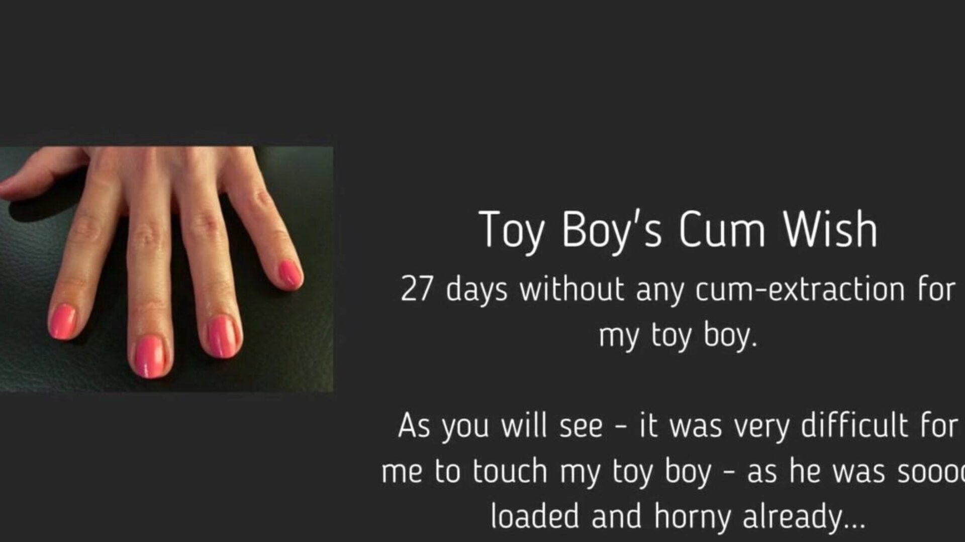 Toy Boy’s Cum Wish: Free Femdom Handjob HD Porn Video 95 Watch Toy Boy’s Cum Wish tube orgy movie for free on xHamster, with the sexiest bevy of Femdom Handjob Bel Ami Cum & Tube Boy HD porno movie scene gigs